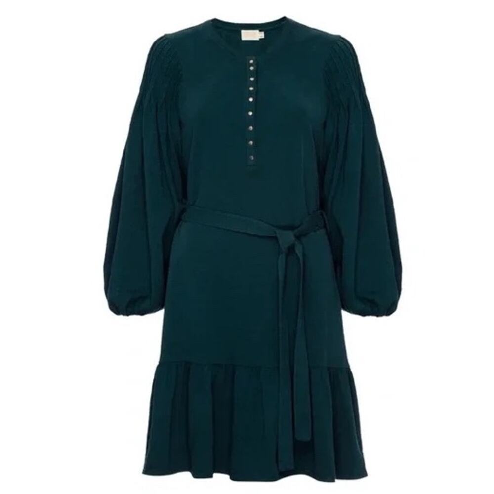 Nation LTD Talli Long Sleeve Belted Flounce Ruffle Hem Mini Dress Size Medium